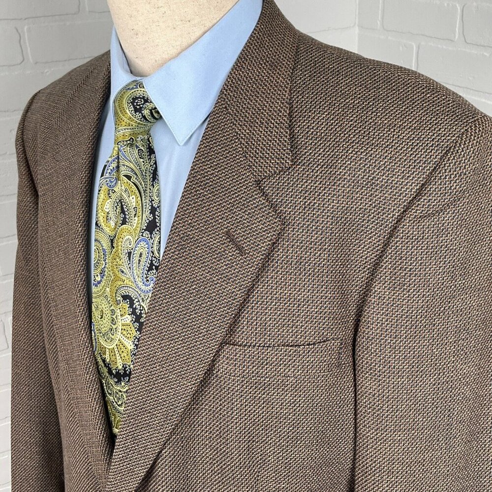 Daniel Hechter Blazer Men 44 Brown Blue Classic‎ Jacket Wool USA VTG